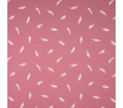 Cotton Poplin Print, Feather, Old Rose