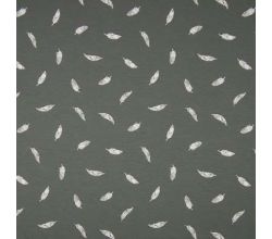 Cotton Poplin Print, Feather, Grey