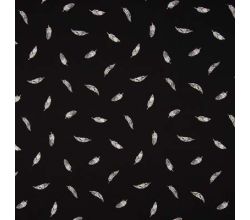 Cotton Poplin Print, Feather, Black/White