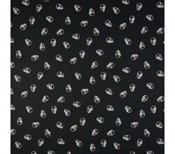 Cotton Poplin Print, Skulls, Black/White