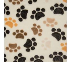 Fleece Jacquard Print, Dog Paws, Ecru/Brown