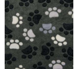 Fleece Jacquard Print, Dog Paws, Grey/Black