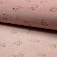 Nicky Velours Print - Elephants, Dusty Pink