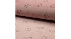 Nicky Velours Print - Elephants, Dusty Pink