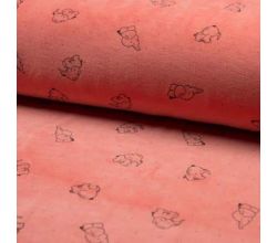 Nicky Velours Print, Elephants, Peach