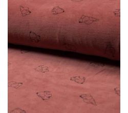 Nicky Velours Print, Elephants, Terra