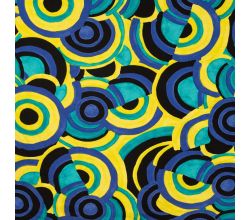 Viscose/Sp Jersey Print, Irregular Circle, Royal