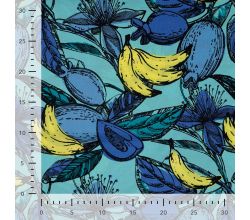 Cotton Rayon Voile, Fruit, Royal