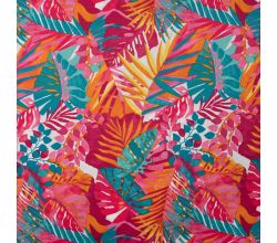 Poly Bubble Satin, Leaves, Fuchsia