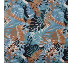 Poly Bubble Satin, Leaves, Denim