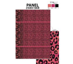 Ibiza Viscose Voile - Leopard Border Stripes Panel, Salmon