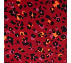 Viscose Twill Print, Leopard, Dark Red