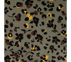 Viscose Twill Print, Leopard, Khaki