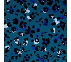 Viscose Twill Print, Leopard, Petrol
