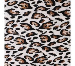 Rayon Spun Satin Print, Leopard, Sand