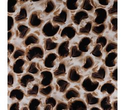 Rayon Spun Satin Print, Circles & Strokes, Sand