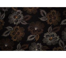 Viscose/Sp Jersey Print, Flowers, Brown