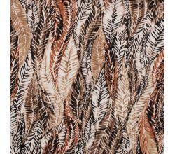 Cotton/Sp Sateen Print, Leaves, Dark Brown