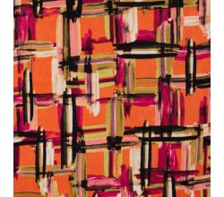 Poly Satin Print, Squares, Orange