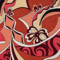 Poly Satin Print - Flower, Caramel
