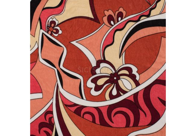 Poly Satin Print - Flower, Caramel