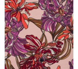 Viscose/Sp Jersey Print, Flowers, Nude