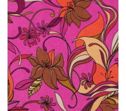 Viscose/Sp Jersey Print, Flowers, Fuchsia
