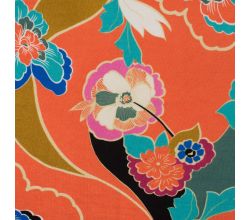 Viscose/Sp Jersey Print, Flowers, Peach