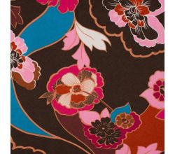 Viscose/Sp Jersey Print, Flowers, Dark Brown