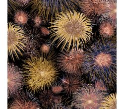 Viscose/Sp Jersey Print, Fireworks, Cognac