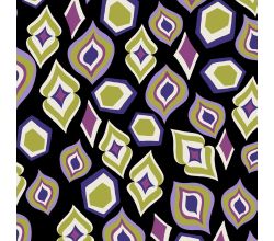 Viscose Twill Print, Mix Figures, Black Lime