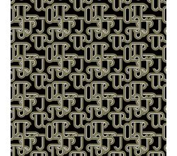 Viscose Twill Print, Chains, Black Khaki
