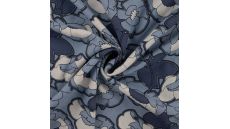 Linnen Viscose Print - Bold Flower, Denim