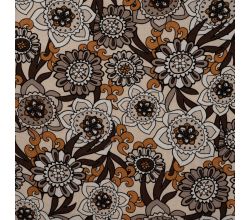 Linnen Viscose Print, Seventies Flower, Sand