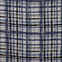 Linnen Viscose Print - Hand Painted Check, Denim