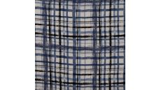 Linnen Viscose Print - Hand Painted Check, Denim