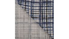 Linnen Viscose Print - Hand Painted Check, Denim