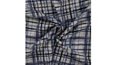 Linnen Viscose Print - Hand Painted Check, Denim