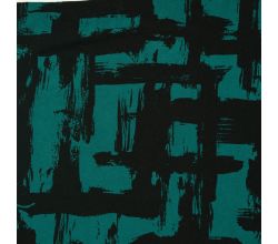 Viscose/EA Jersey Print, Labyrinth, Petrol