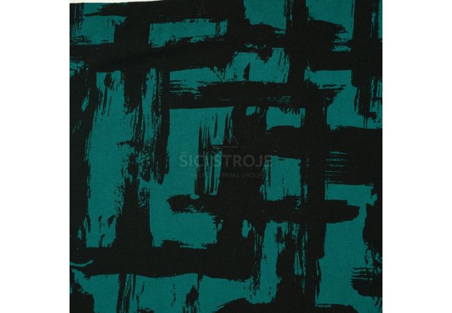 Viscose/EA Jersey Print - Labyrinth, Petrol