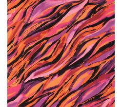 Viscose Twill Print, Waves, Fuchsia
