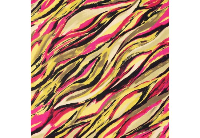 Viscose Twill Print, Waves, Lime