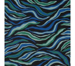 Nylon Mesh Print, Waves, Royal