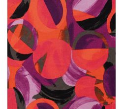 Rayon Spun Satin Print, Dots, Fuchsia