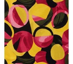 Rayon Spun Satin Print, Dots, Lime