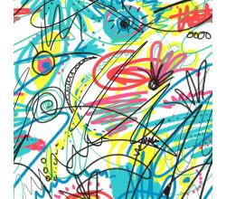 Cotton Voile Print, Sketching, White