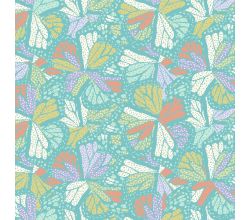 Cotton Voile Print, Butterfly Wings, Aqua
