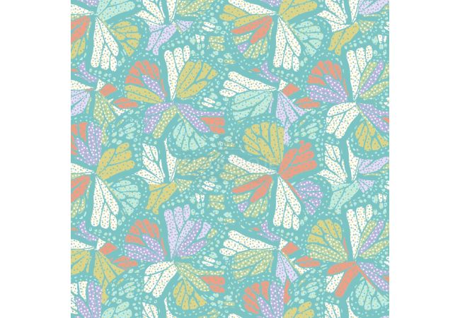 Cotton Voile Print - Butterfly Wings, Aqua