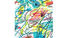 French Terry Print - Sketching Print, White