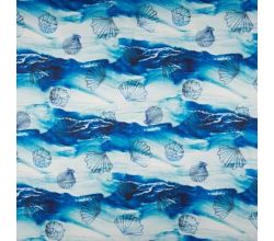 Satin Print, Shells, Royal
